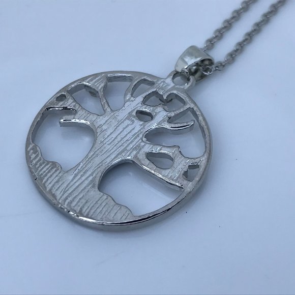 Hollow Tree of Life Pendant Necklace Blue Imitatio - Picture 3 of 7